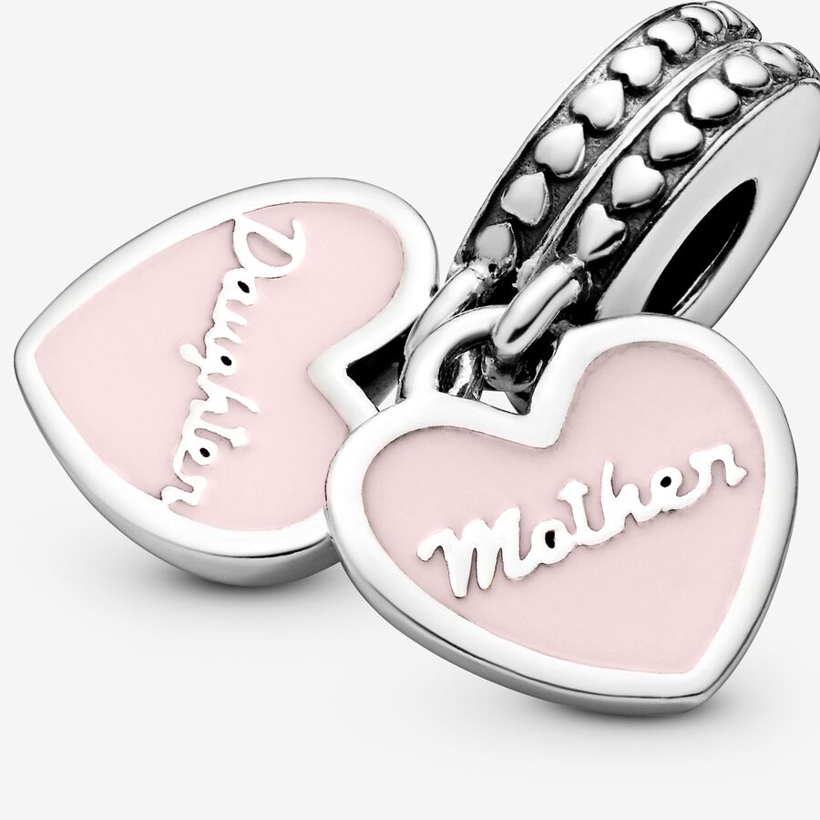 Pandora Mother & Daughter Hearts with Clear CZ Baumeln Silber | UVZWAL-358