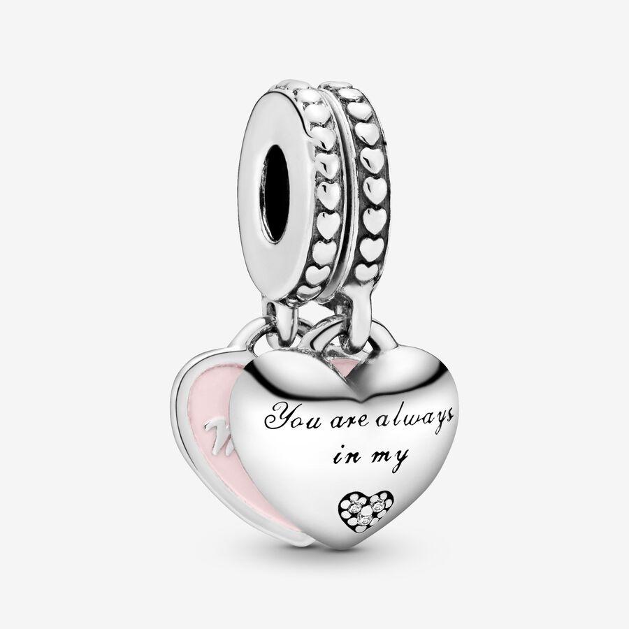 Pandora Mother & Daughter Hearts with Clear CZ Baumeln Silber | UVZWAL-358