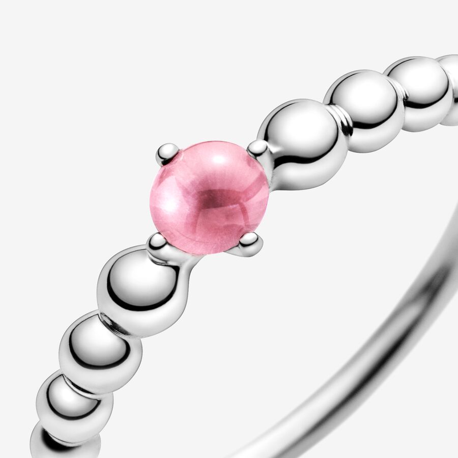 Pandora October Petal Pink Beaded Geburtsstein Silber | DAHRLJ-765