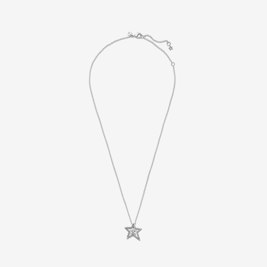 Pandora Pave Asymmetric Star Collier Anhänger Silber | GEHJRD-274