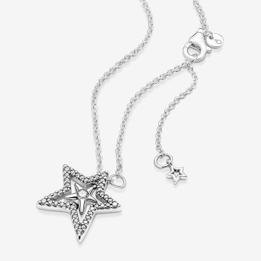 Pandora Pave Asymmetric Star Collier Anhänger Silber | GEHJRD-274