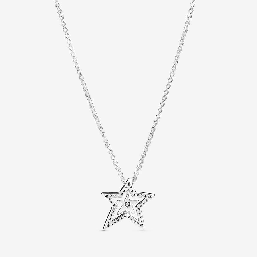 Pandora Pave Asymmetric Star Collier Anhänger Silber | GEHJRD-274