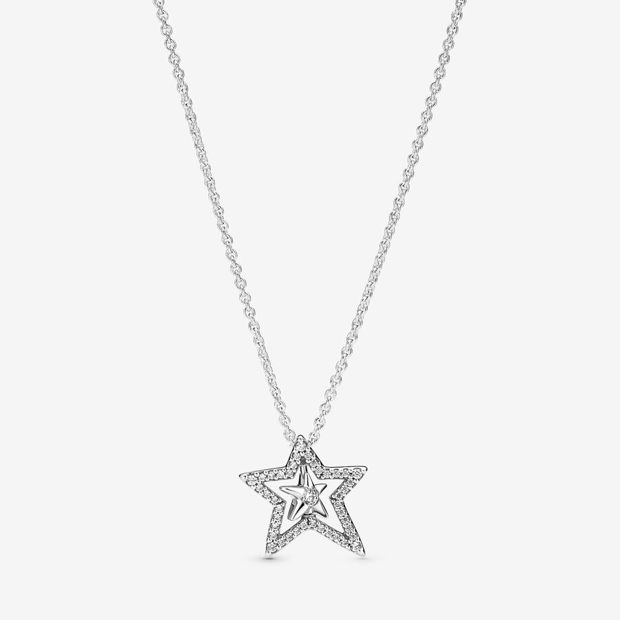 Pandora Pave Asymmetric Star Collier Anhänger Silber | GEHJRD-274