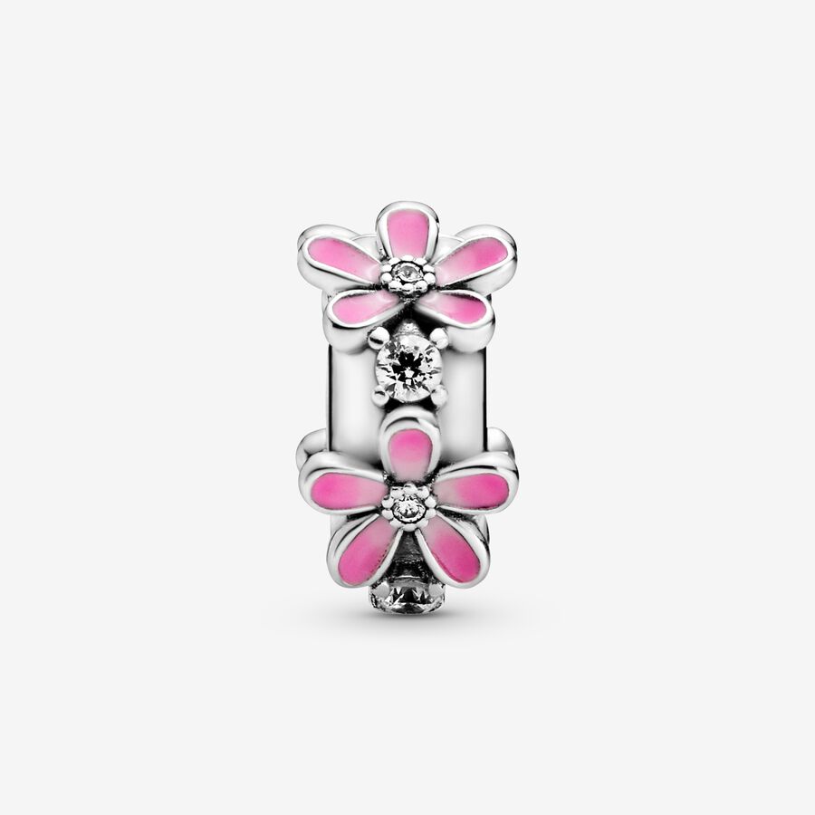 Pandora Pink Daisy Flower Clip Klammern Silber | WUEJID-408