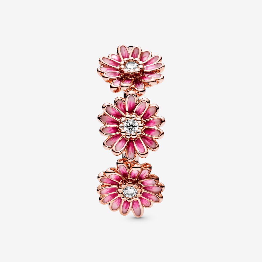 Pandora Pink Daisy Flower Trio Aussage Rosa Gold | XHTZJP-241