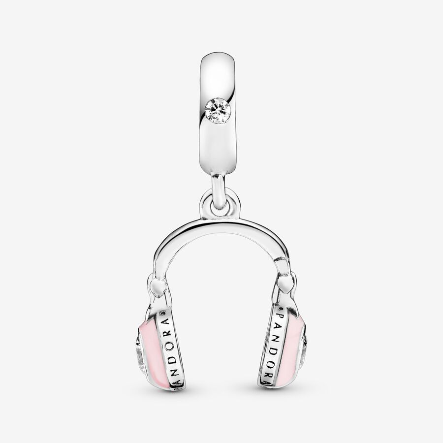 Pandora Pink Headphones Baumeln Silber | WBFYTX-418