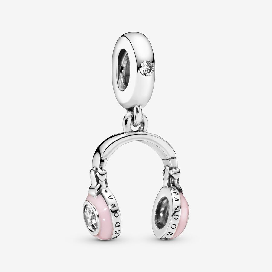 Pandora Pink Headphones Baumeln Silber | WBFYTX-418