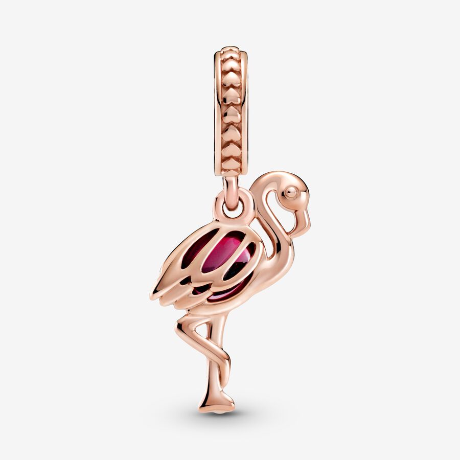 Pandora Pink Murano Glass Flamingo Baumeln Rosa Gold | GPDENC-257