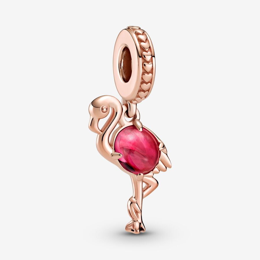 Pandora Pink Murano Glass Flamingo Baumeln Rosa Gold | GPDENC-257