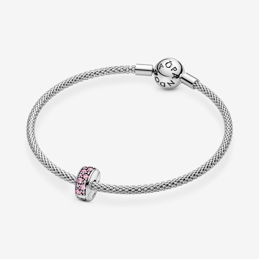 Pandora Pink Pave Clip Klammern Silber | LKDTQH-534