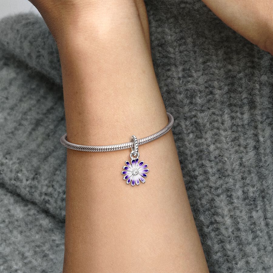 Pandora Purple Daisy Baumeln Silber | WJHOXC-203