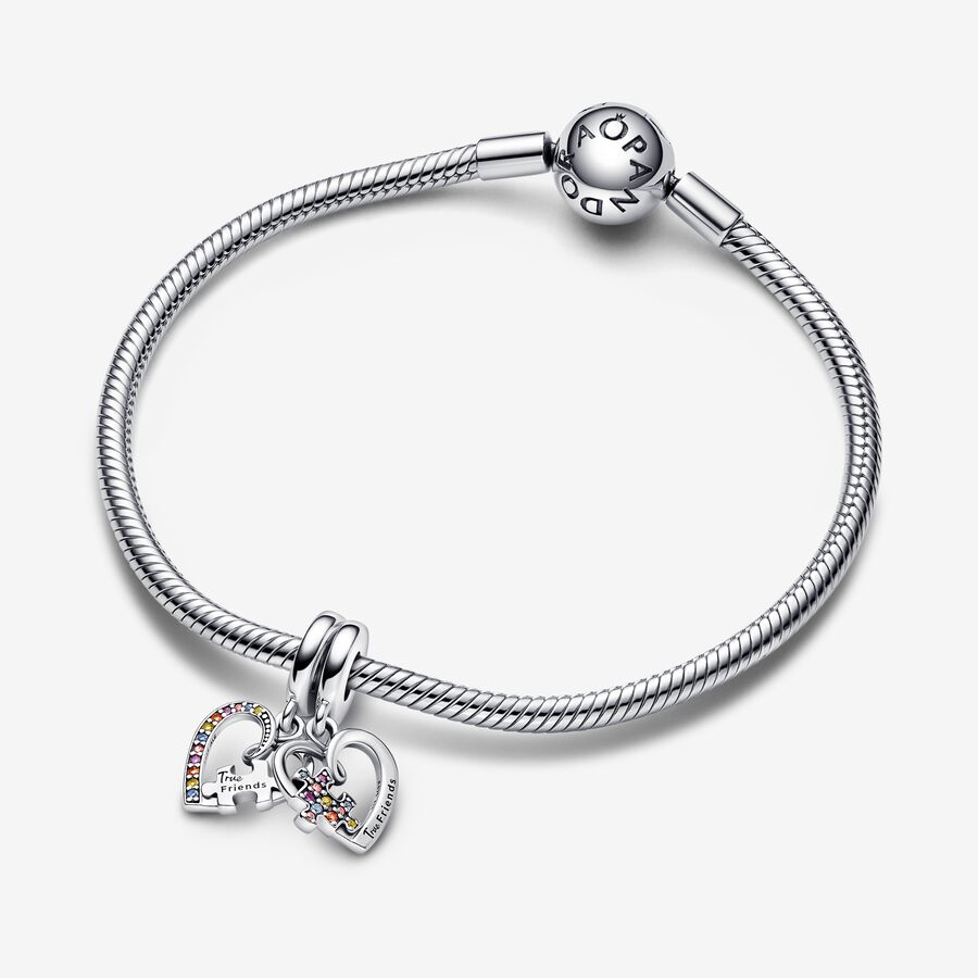 Pandora Puzzle Piece Hearts Splittable Friendship Baumeln Silber | SBYWLR-328