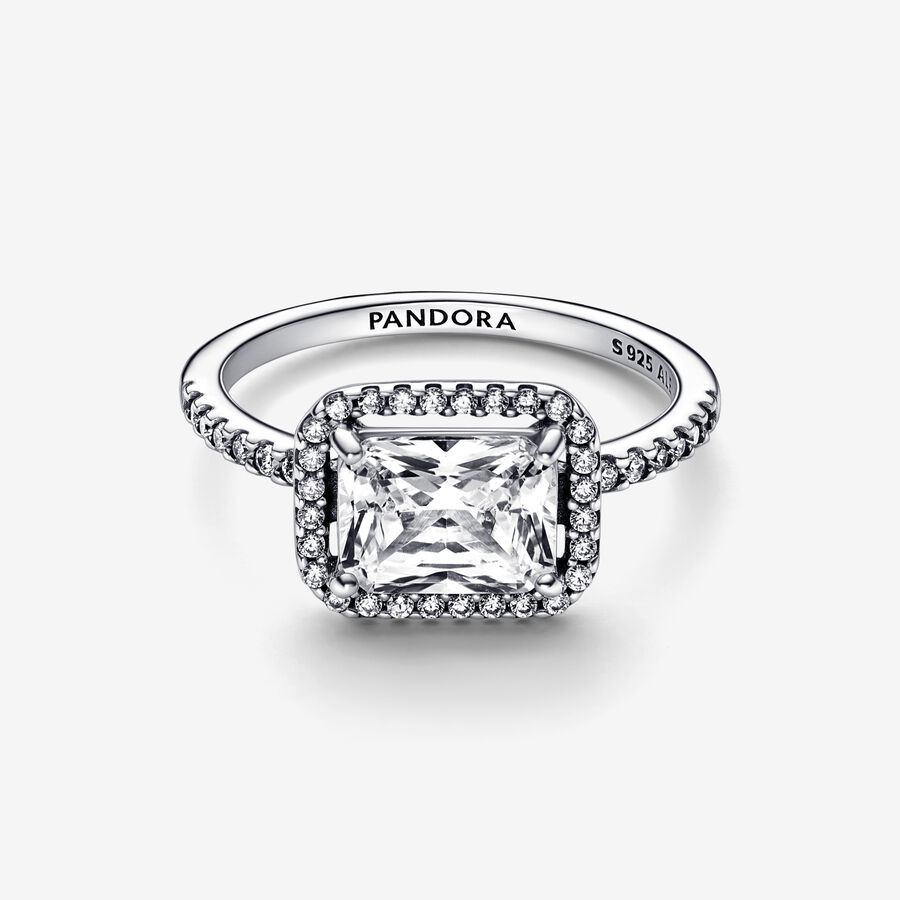 Pandora Rectangular Sparkling Aussage Silber | RZOXUJ-768