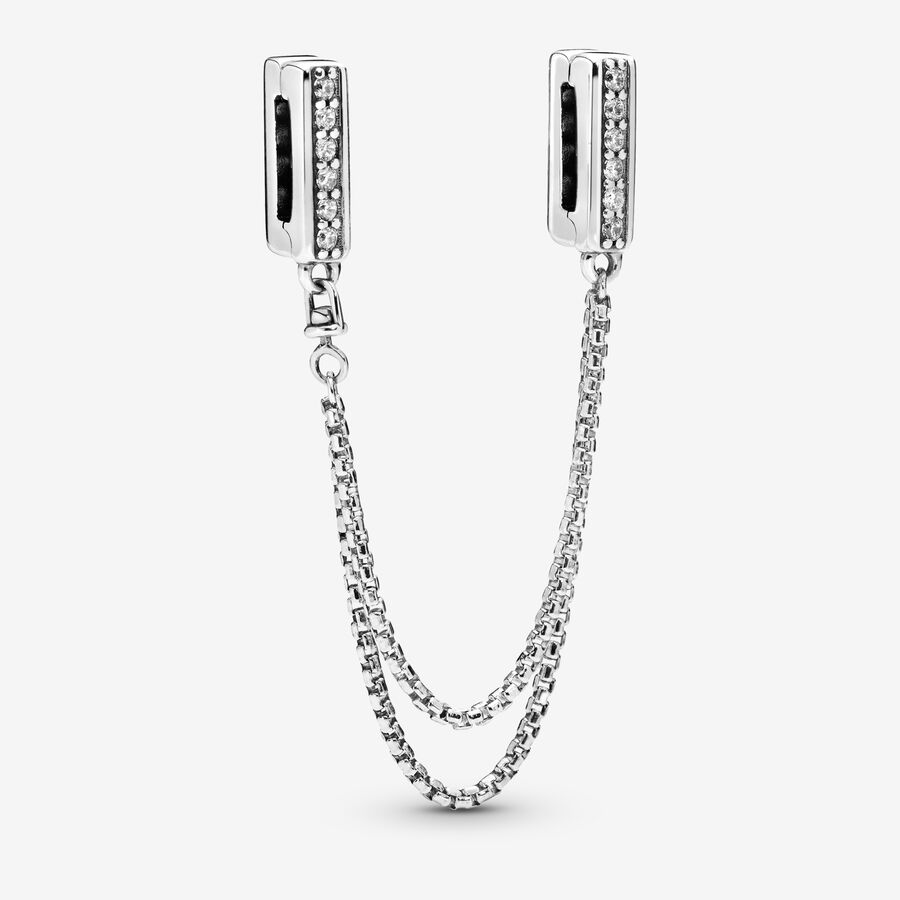 Pandora Reflexions Sparkling Clip Safety Silber | NBMVQZ-235