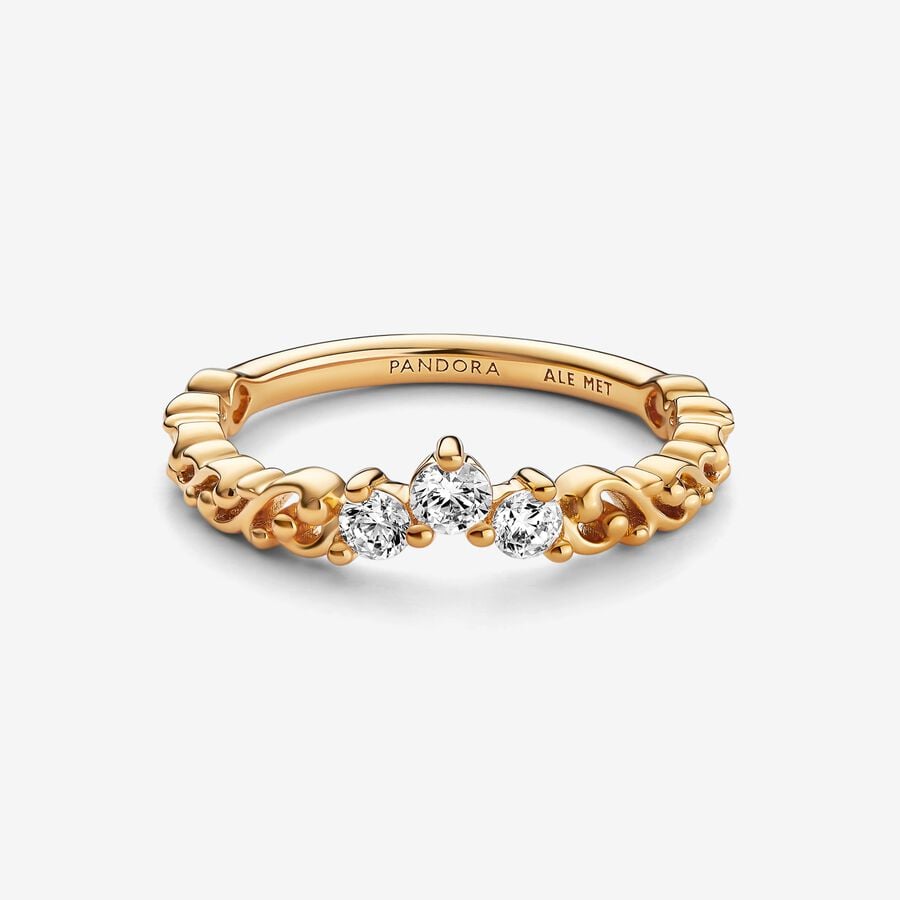 Pandora Regal Swirl Tiara Kleiner Finger Gold | KRNHLP-493