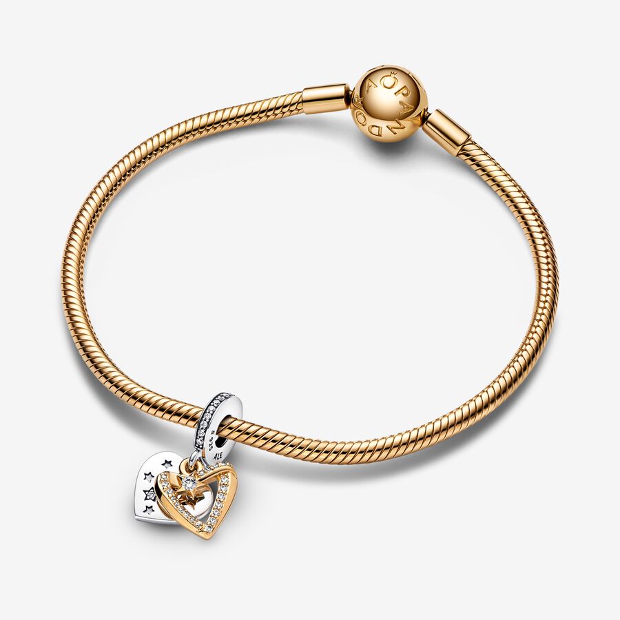 Pandora Shooting Star Hearts Double Baumeln Two-tone | CQEJGP-850