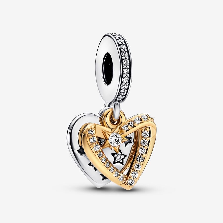 Pandora Shooting Star Hearts Double Baumeln Two-tone | CQEJGP-850