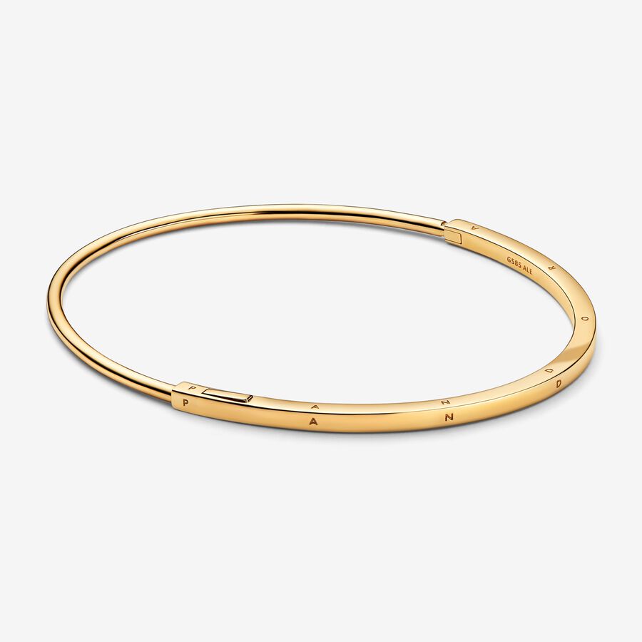 Pandora Signature I-D Armreifen Gold | QLVFOH-982