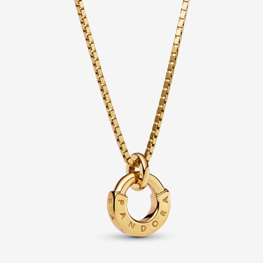 Pandora Signature I-D Collier & Anhänger Gold | VFUYWE-408