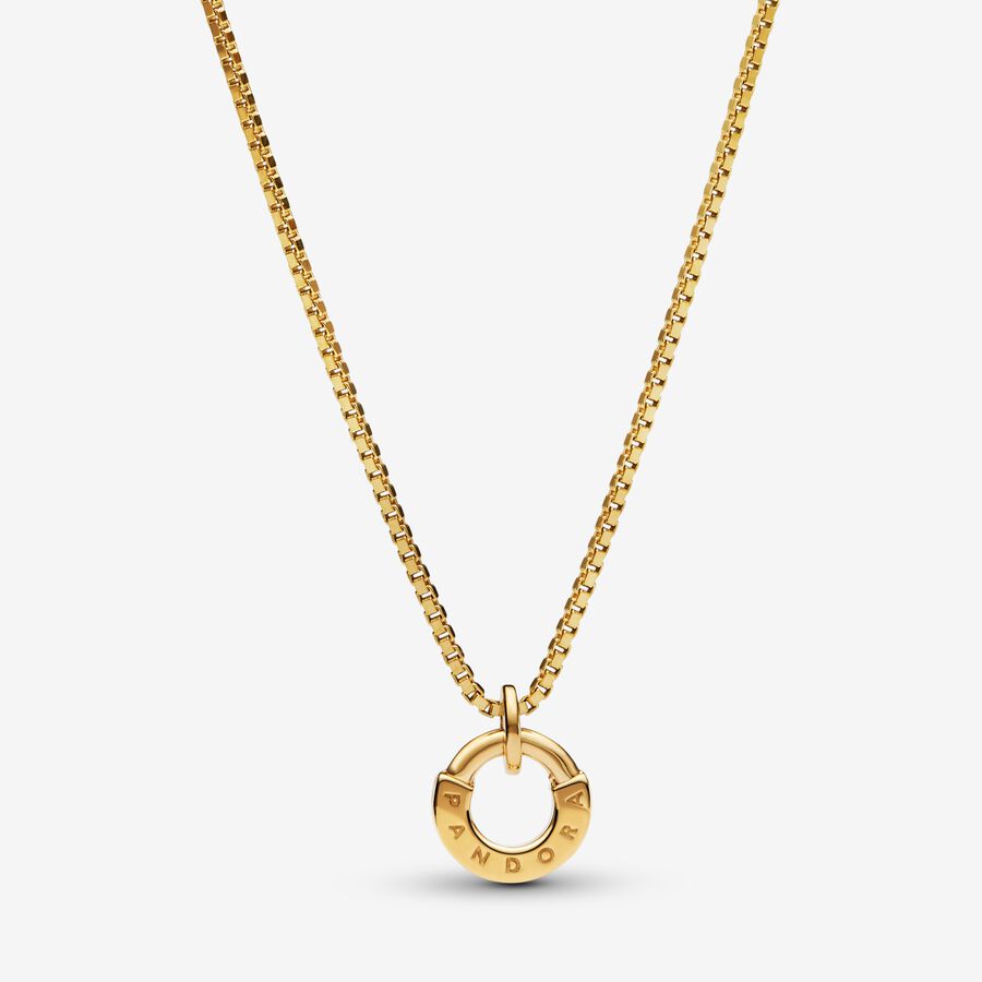 Pandora Signature I-D Collier & Anhänger Gold | VFUYWE-408