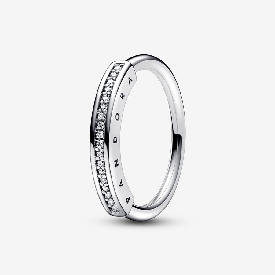 Pandora Signature I-D Pave Stapelbar Silber | OPANSF-294