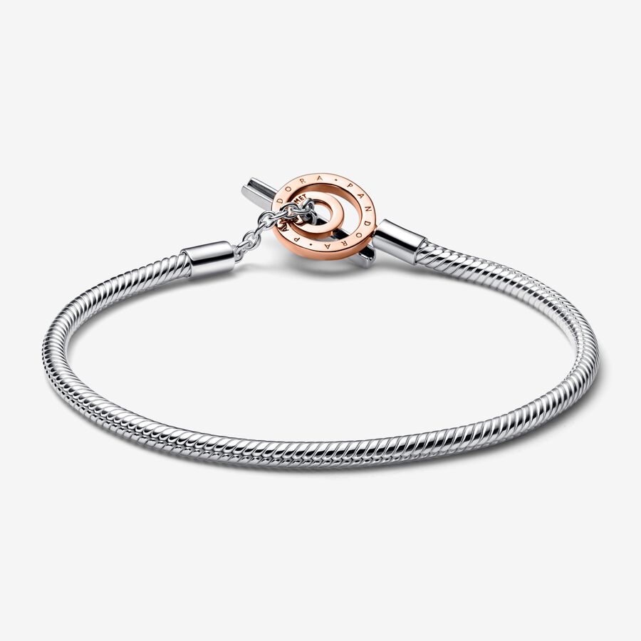 Pandora Signature Logo T-Bar Snake Charms Two-tone | BGQAJW-105