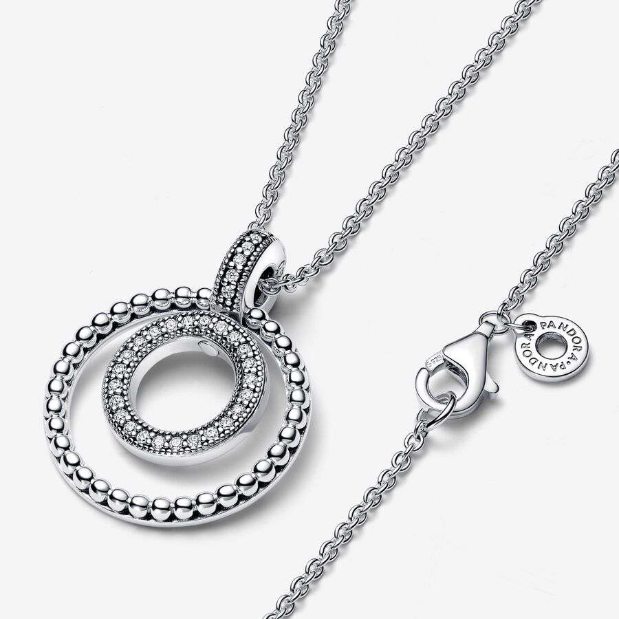 Pandora Signature Pave & Beads & Anhänger Silber | SANFVL-850