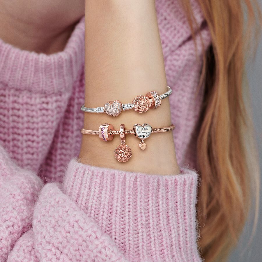 Pandora Smooth Clasp Charms Rosa Gold | TUJEMC-586