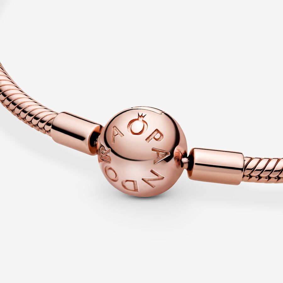 Pandora Smooth Clasp Charms Rosa Gold | TUJEMC-586