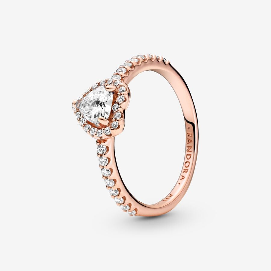 Pandora Sparkling Elevated Solitär Rosa Gold | ATEFXQ-346