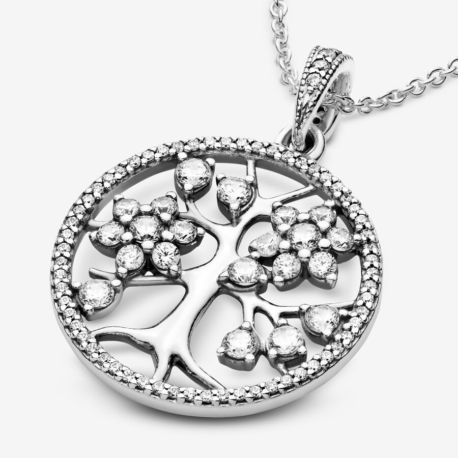 Pandora Sparkling Family Tree Kette Silber | HVIEWB-180