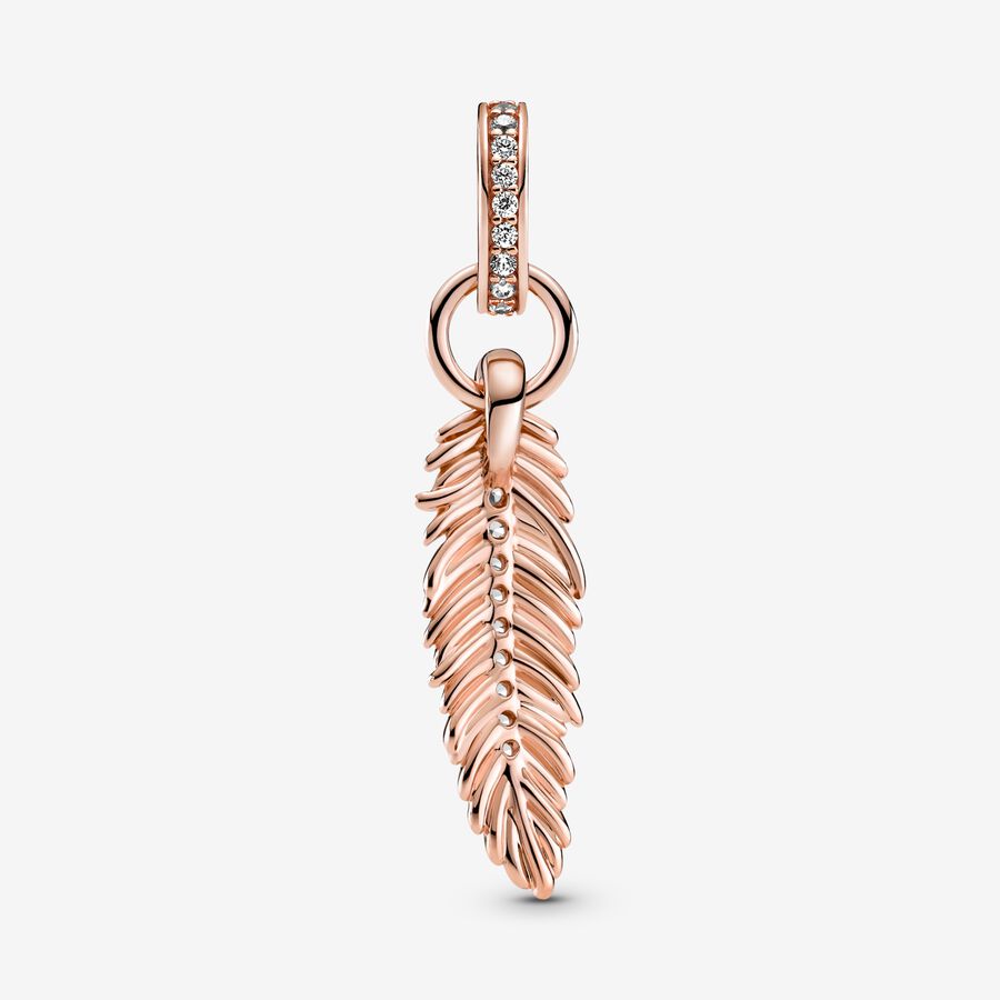 Pandora Sparkling Feather Baumeln Rosa Gold | CYIGBR-864