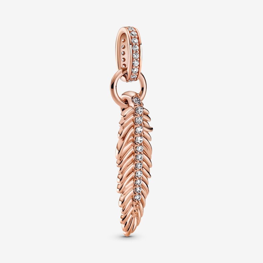 Pandora Sparkling Feather Baumeln Rosa Gold | CYIGBR-864