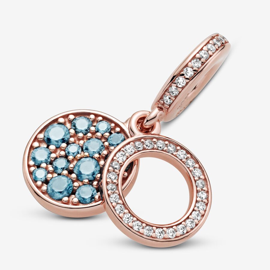 Pandora Sparkling Light Blue Disc Double Baumeln Rosa Gold | WQAYGK-560