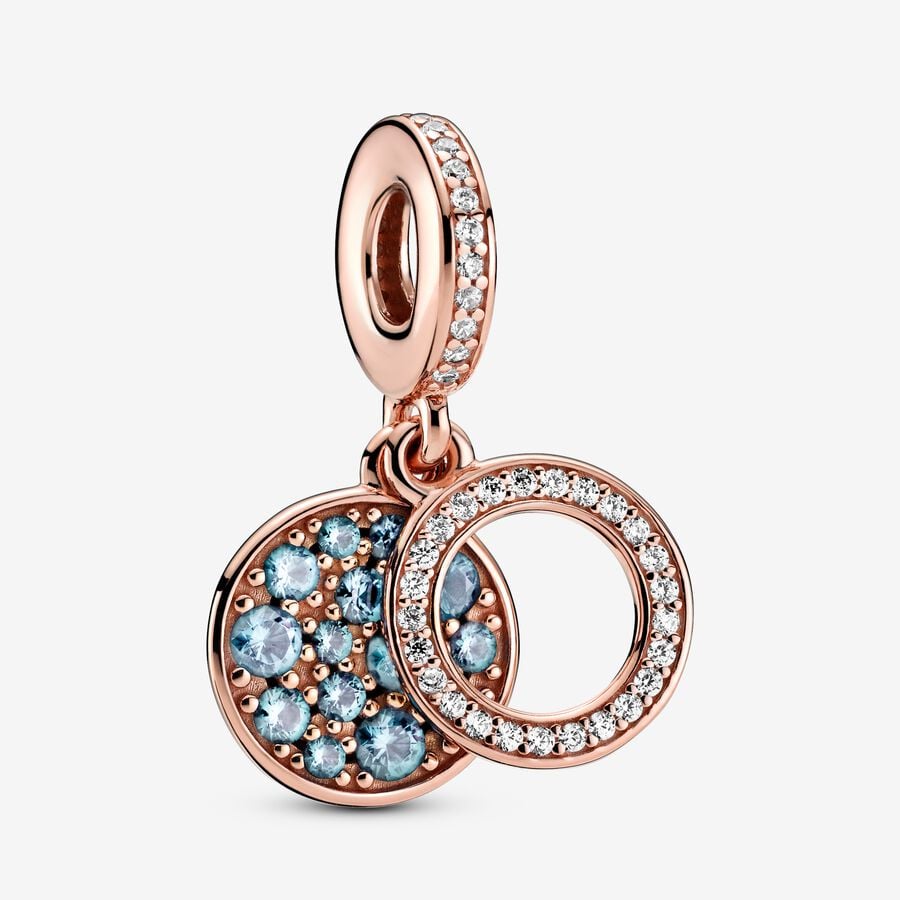 Pandora Sparkling Light Blue Disc Double Baumeln Rosa Gold | WQAYGK-560