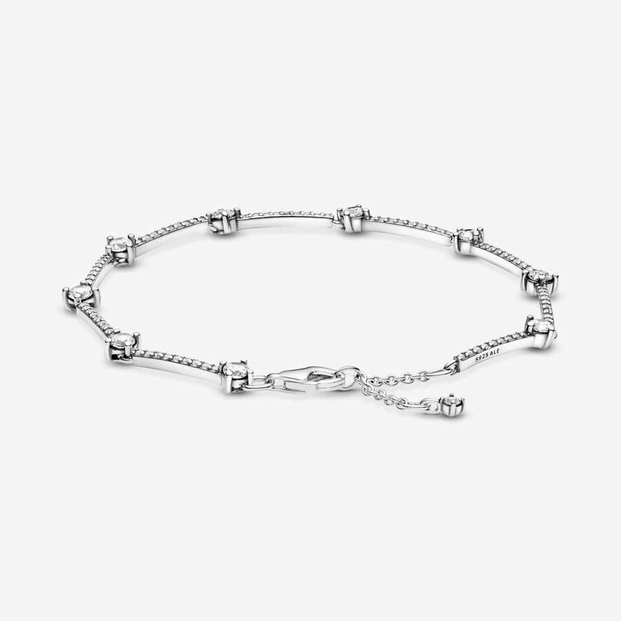 Pandora Sparkling Pave Bars Non-Charms Silber | KDAHPG-401