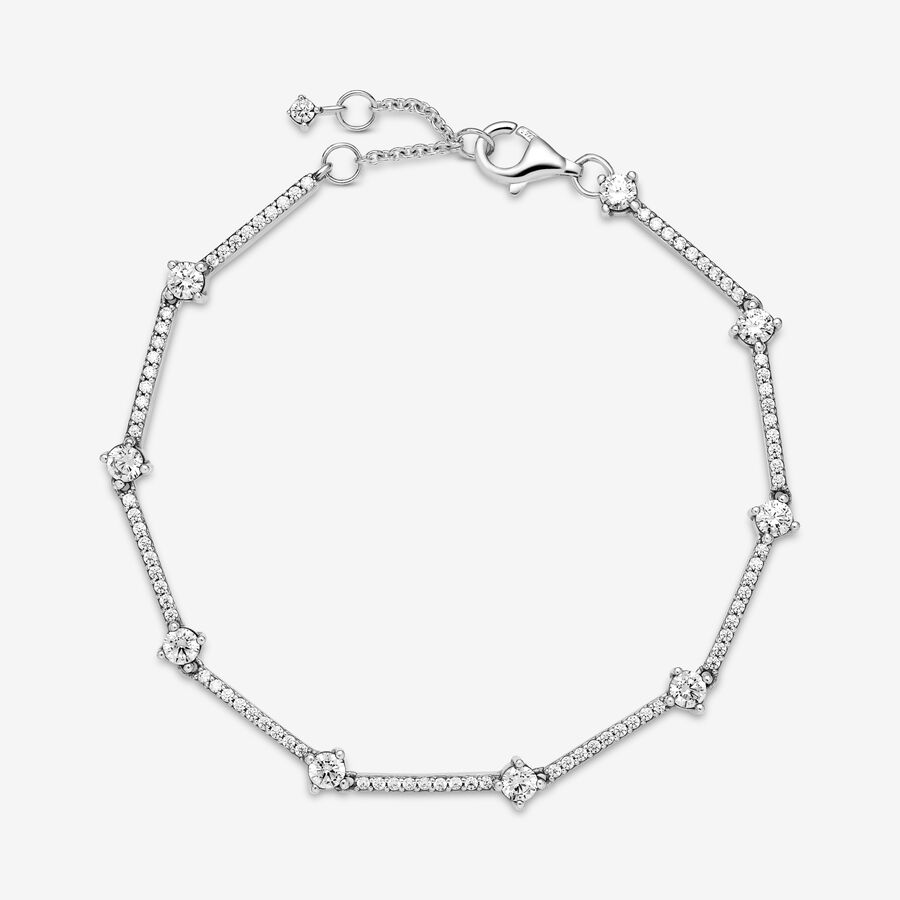 Pandora Sparkling Pave Bars Non-Charms Silber | KDAHPG-401