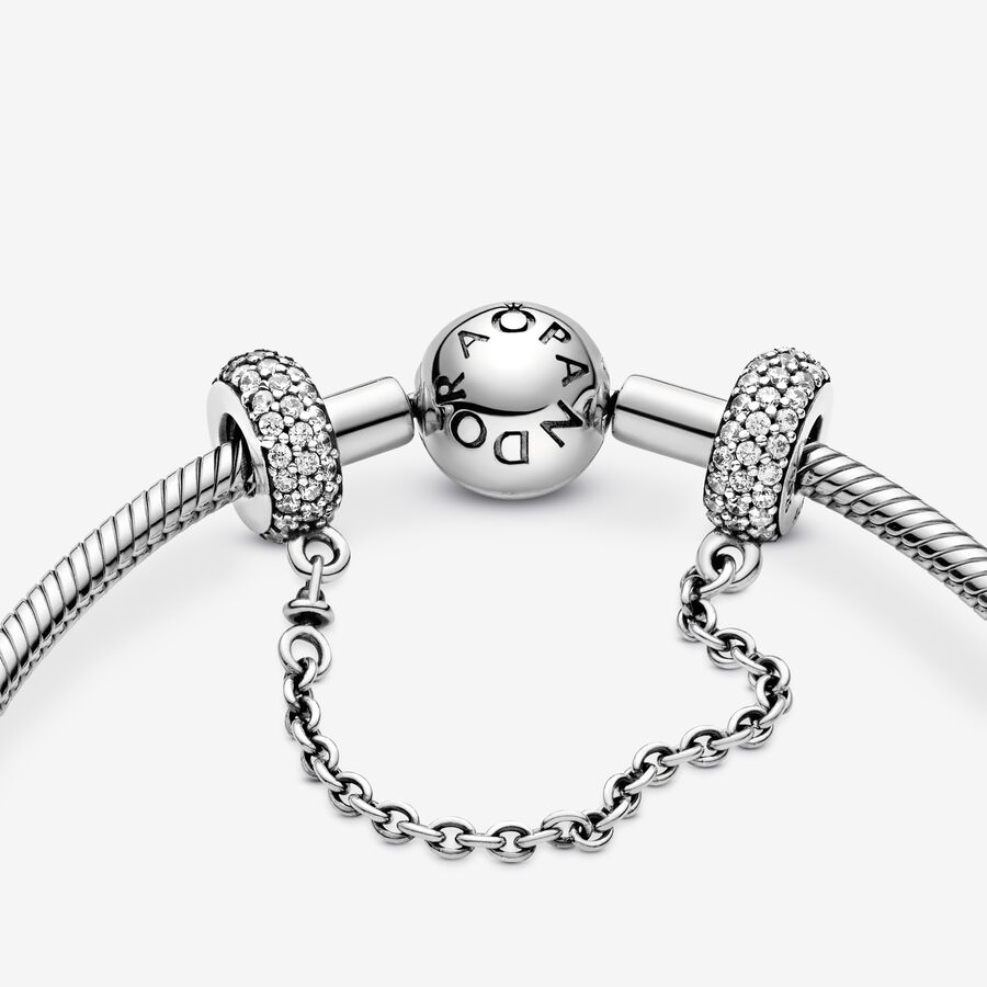 Pandora Sparkling Pave Safety Silber | JCQSBX-347