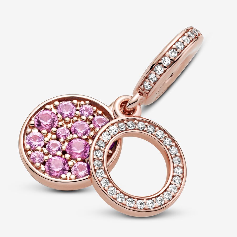 Pandora Sparkling Pink Disc Double Baumeln Rosa Gold | JPYGHZ-729