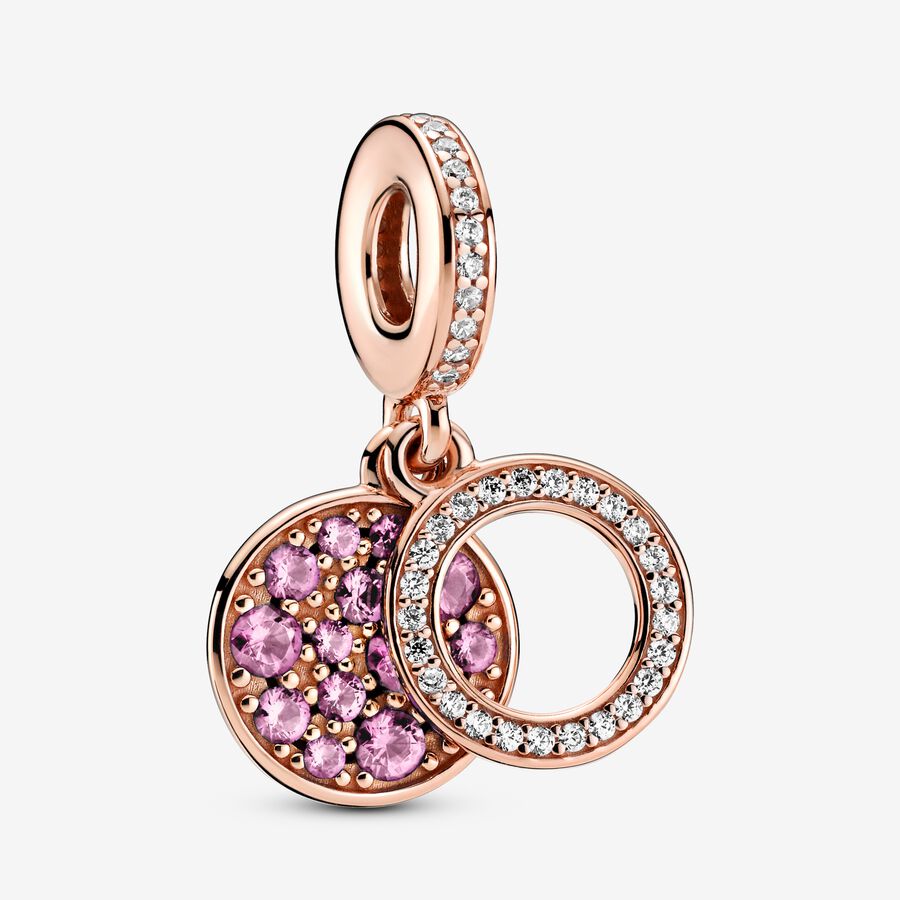 Pandora Sparkling Pink Disc Double Baumeln Rosa Gold | JPYGHZ-729