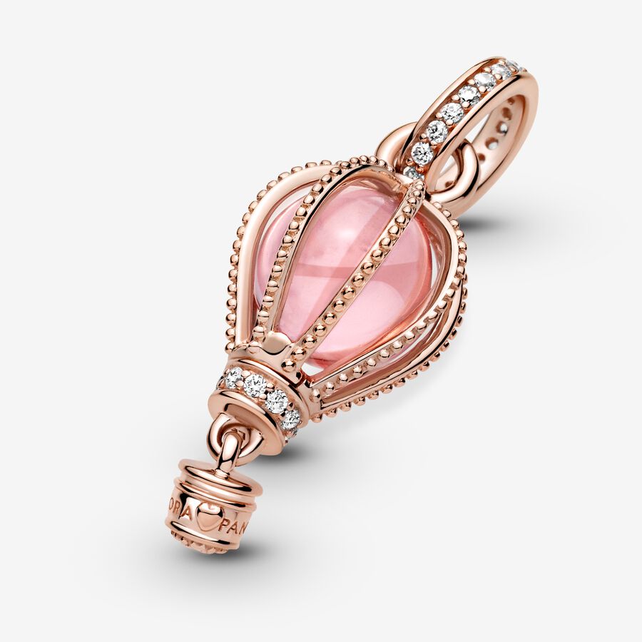 Pandora Sparkling Pink Hot Air Balloon Baumeln Rosa Gold | ZDIPCB-028