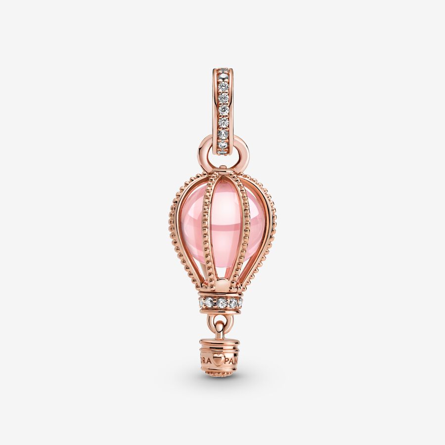 Pandora Sparkling Pink Hot Air Balloon Baumeln Rosa Gold | ZDIPCB-028