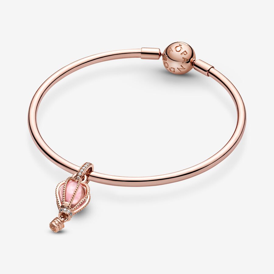 Pandora Sparkling Pink Hot Air Balloon Baumeln Rosa Gold | ZDIPCB-028