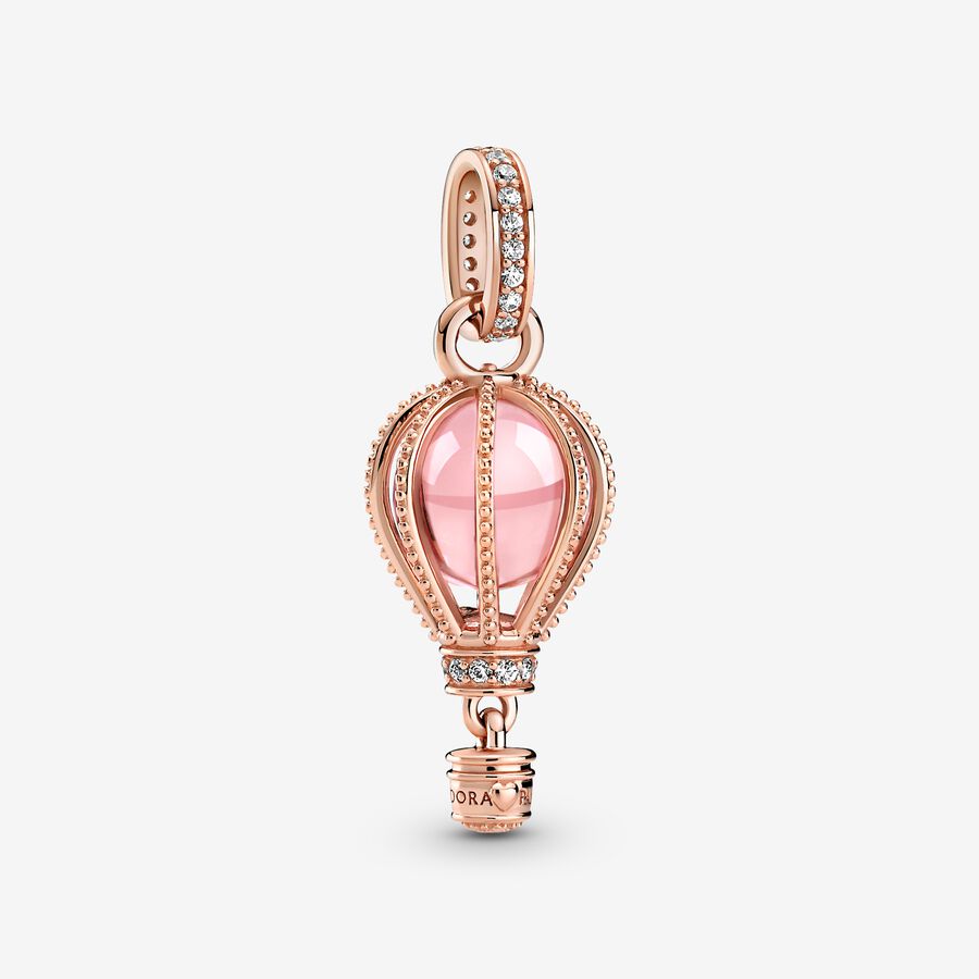 Pandora Sparkling Pink Hot Air Balloon Baumeln Rosa Gold | ZDIPCB-028