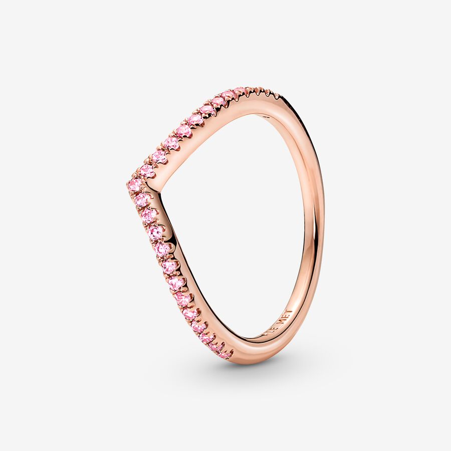 Pandora Sparkling Pink Wishbone Ring-sets Mehrfarbig | XFBMKU-870