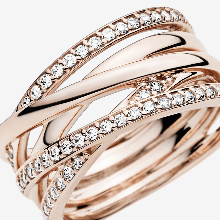 Pandora Sparkling & Polished Lines Band Rosa Gold | AZNOPD-920