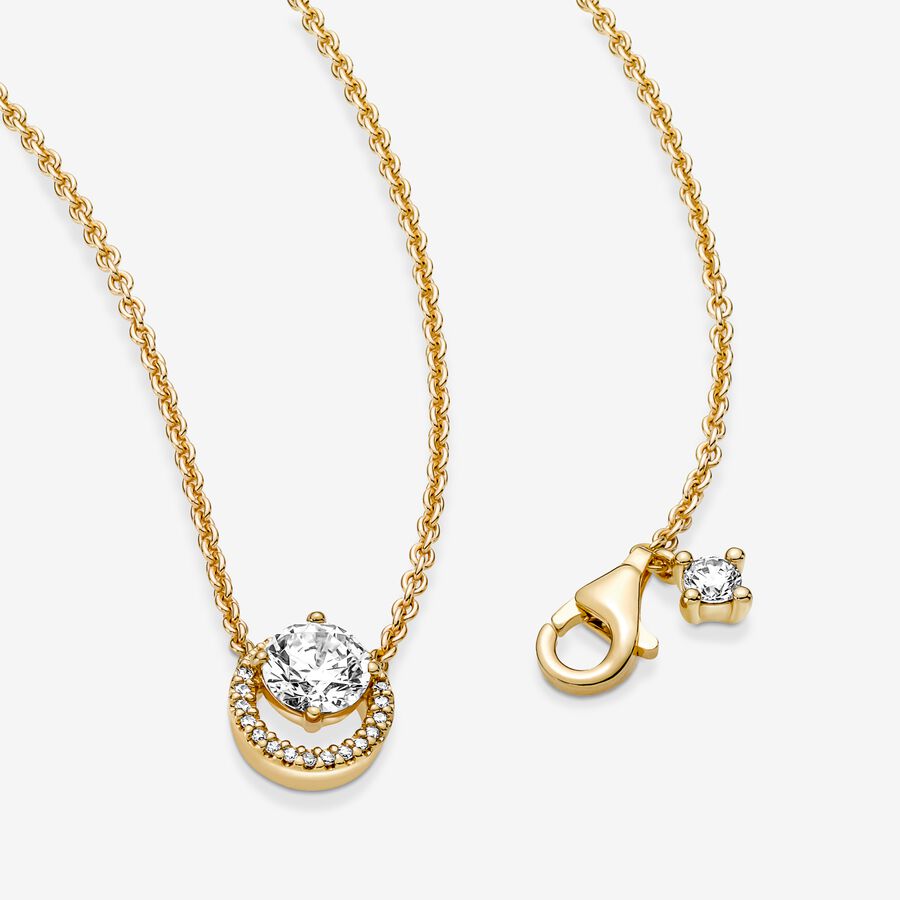 Pandora Sparkling Round Collier Anhänger Gold | TYJAQB-084