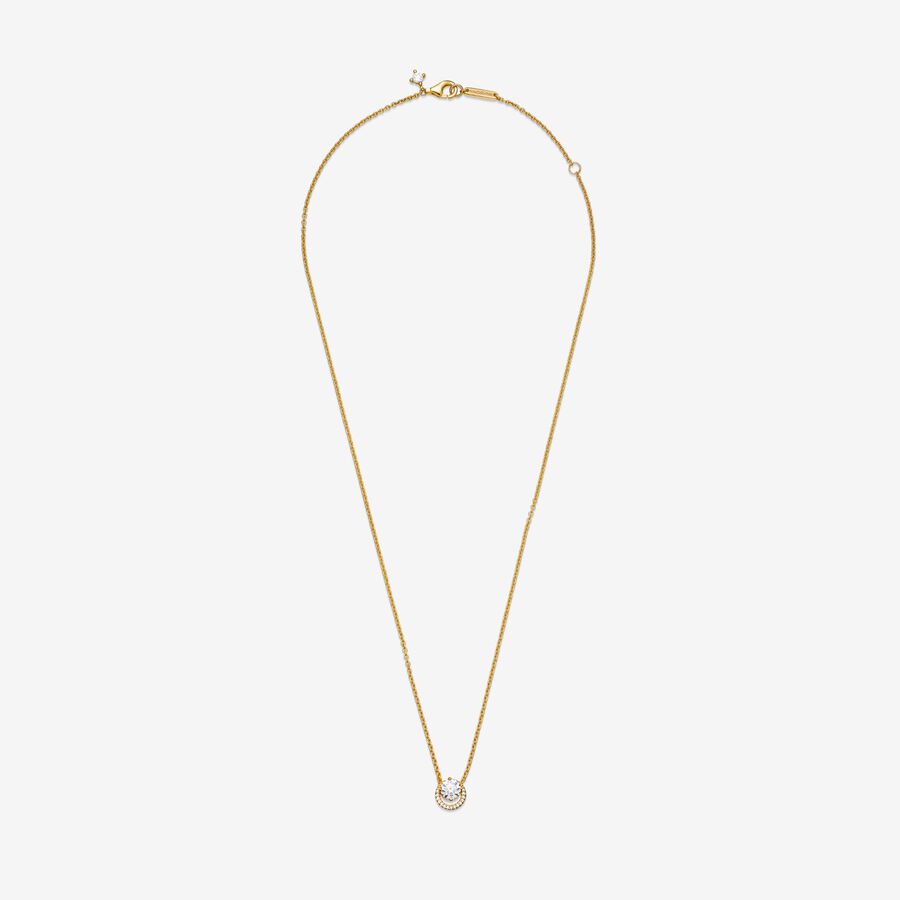 Pandora Sparkling Round Collier Anhänger Gold | TYJAQB-084