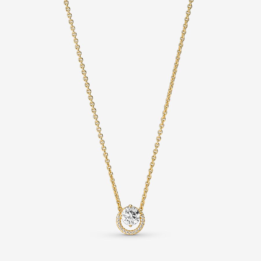 Pandora Sparkling Round Collier Anhänger Gold | TYJAQB-084