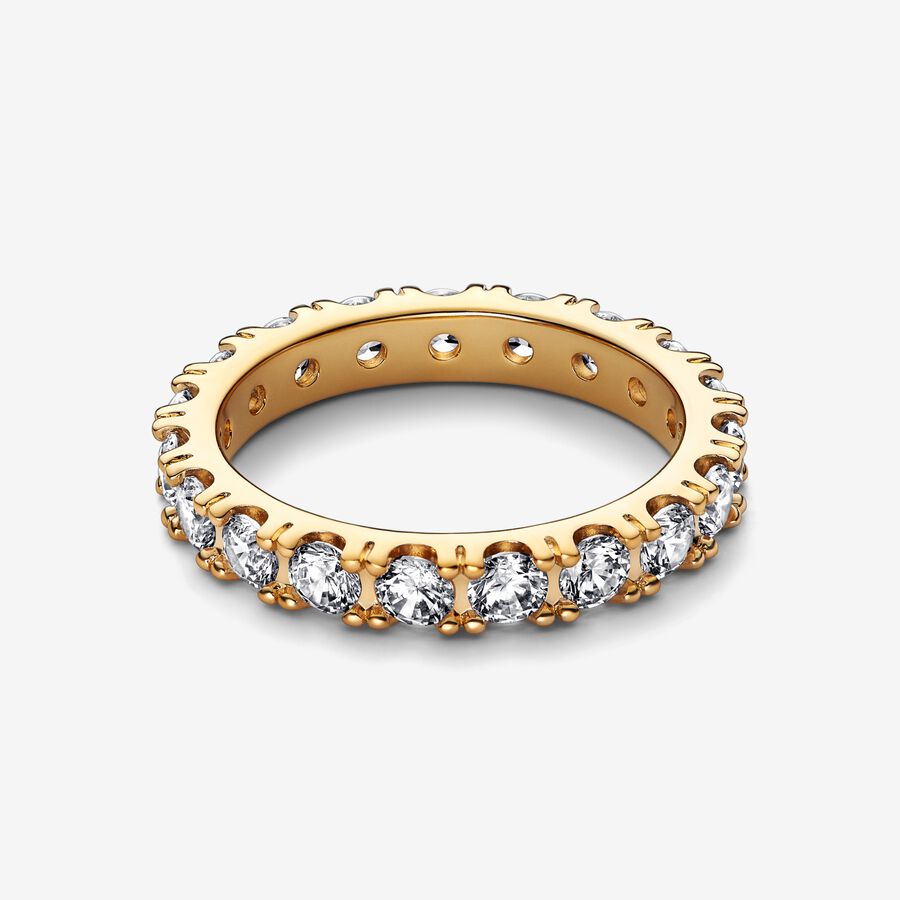 Pandora Sparkling Row Eternity Band Gold | OAZCVD-139